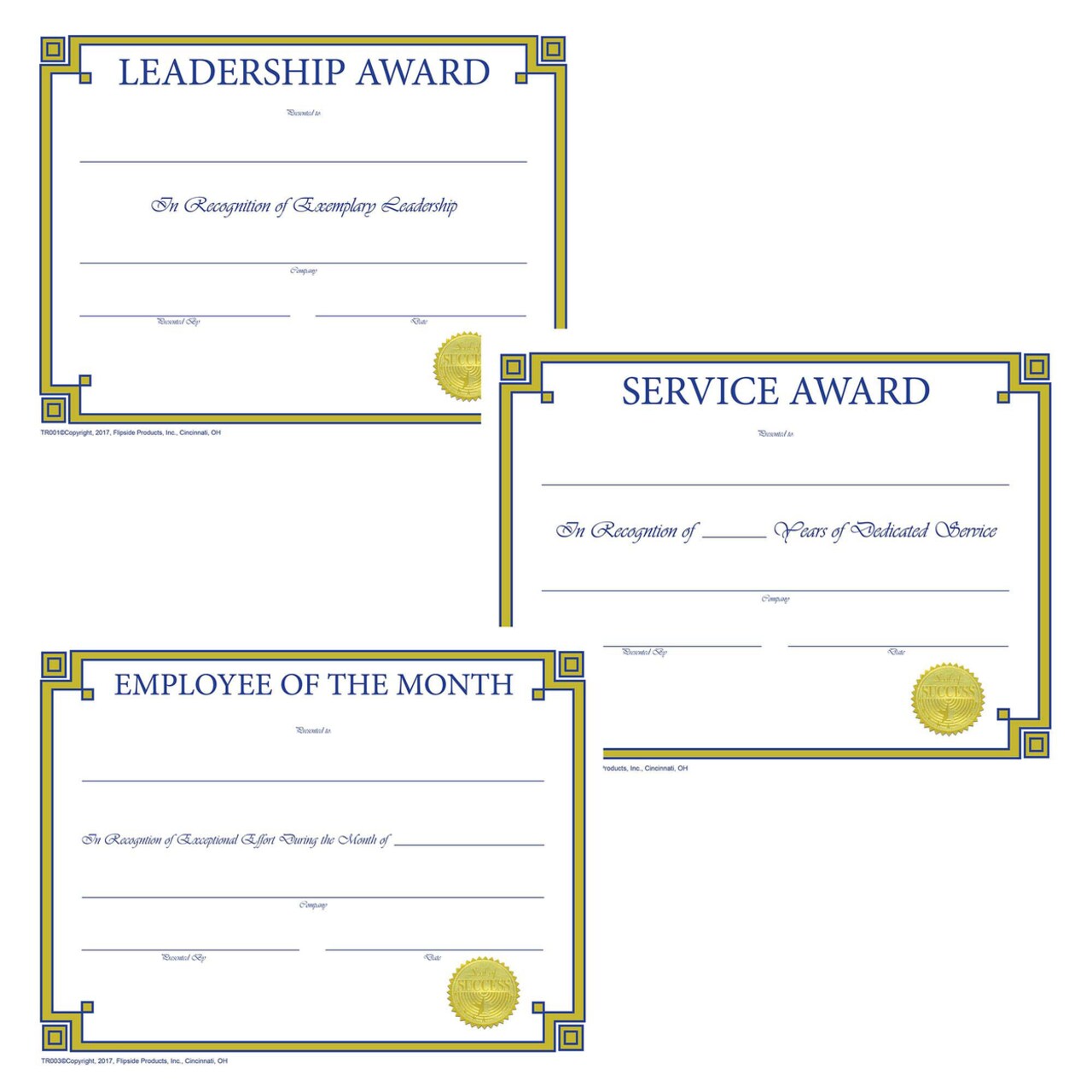 Flipside Products Office Employee Reward, Award Traditional Series Certificate Set